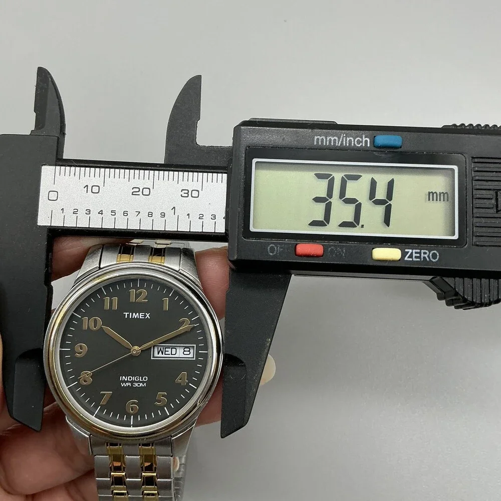 Timex Charles Street Indiglo WR 30M Mens Watch 35mm Black Dial Two Tone Date